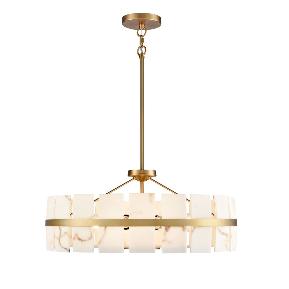 DVI Canada - Five Light Pendant - Luna Alabaster - Brass- Union Lighting Luminaires Decor