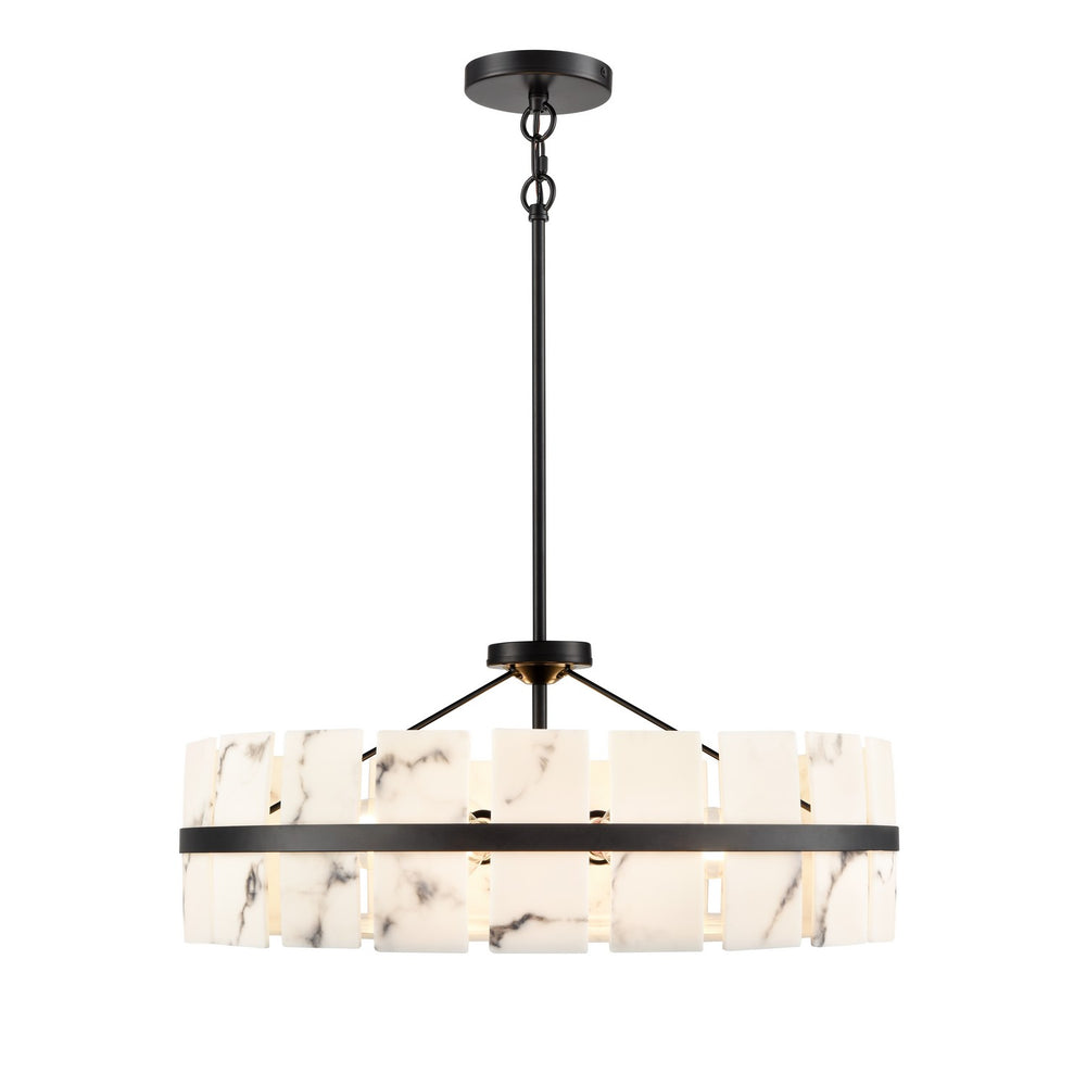 DVI Canada - Five Light Pendant - Luna Alabaster - Ebony- Union Lighting Luminaires Decor