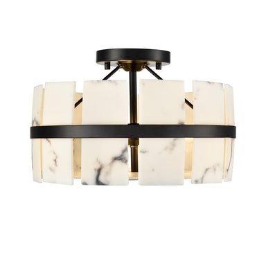 DVI Canada - Three Light Semi Flush Mount - Luna Alabaster - Ebony- Union Lighting Luminaires Decor