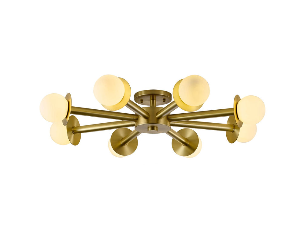 Bethel International Canada - Eight Light Flush Mount - Satin Brass- Union Lighting Luminaires Decor