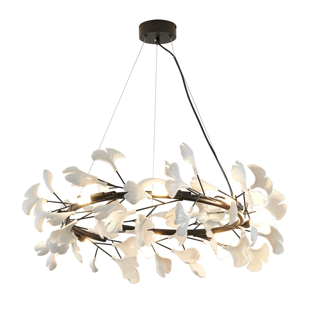 Bethel International Canada - Eight Light Chandelier - Black & Matte Whtie- Union Lighting Luminaires Decor