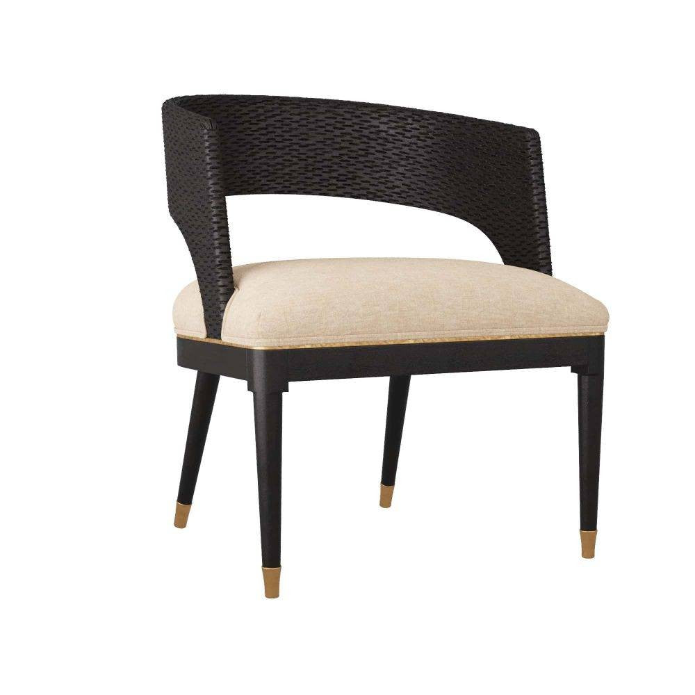 Arteriors - Dining Chair - Swanson - Ebony Wood/Antique Brass/Natural Linen- Union Lighting Luminaires Decor