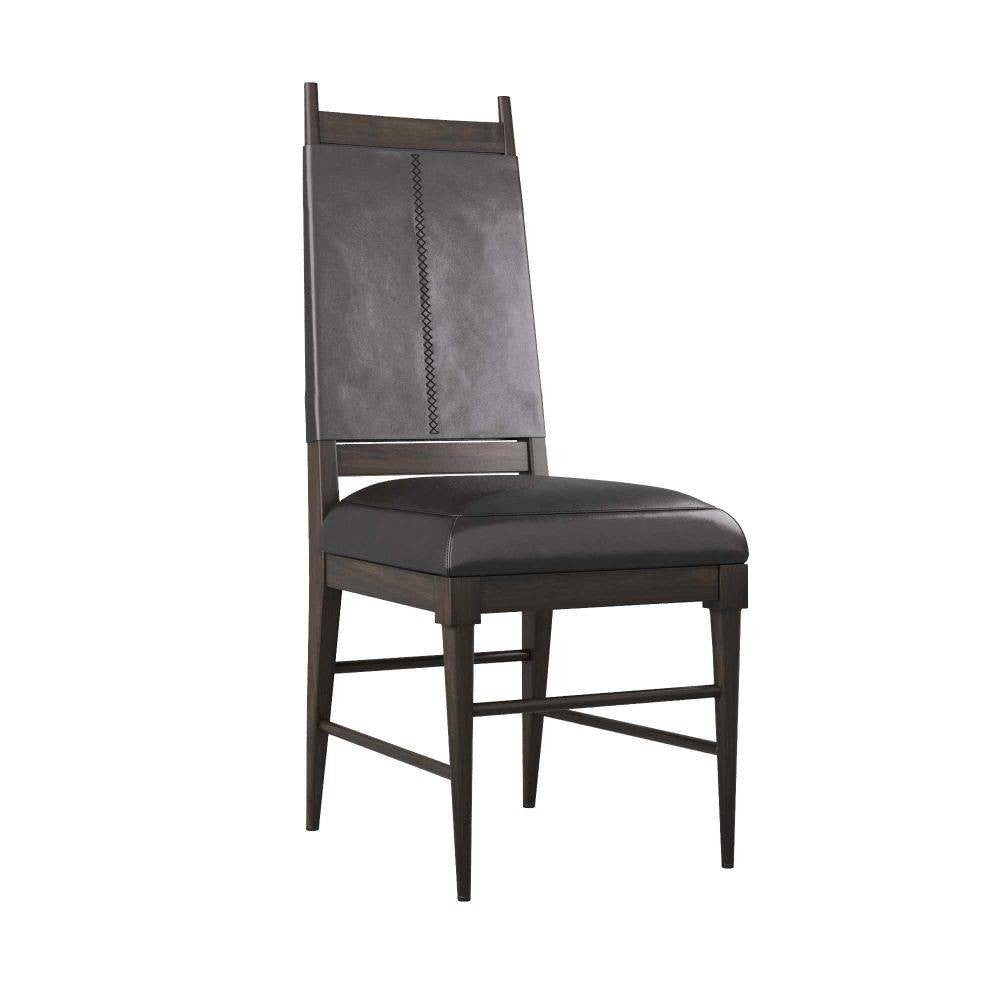 Arteriors - Chair - Keegan - Ebony Wood/Black Leather- Union Lighting Luminaires Decor
