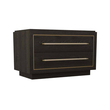 Arteriors - Side Table - Puckett - Ebony Oak/Dove Leather/Antique Brass- Union Lighting Luminaires Decor