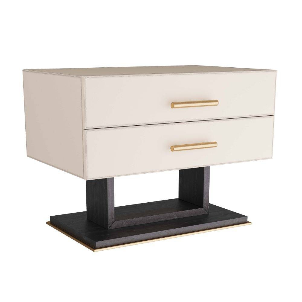 Arteriors - Side Table - Tatro - Ivory Leather/Ebony Oak/Antique Brass- Union Lighting Luminaires Decor
