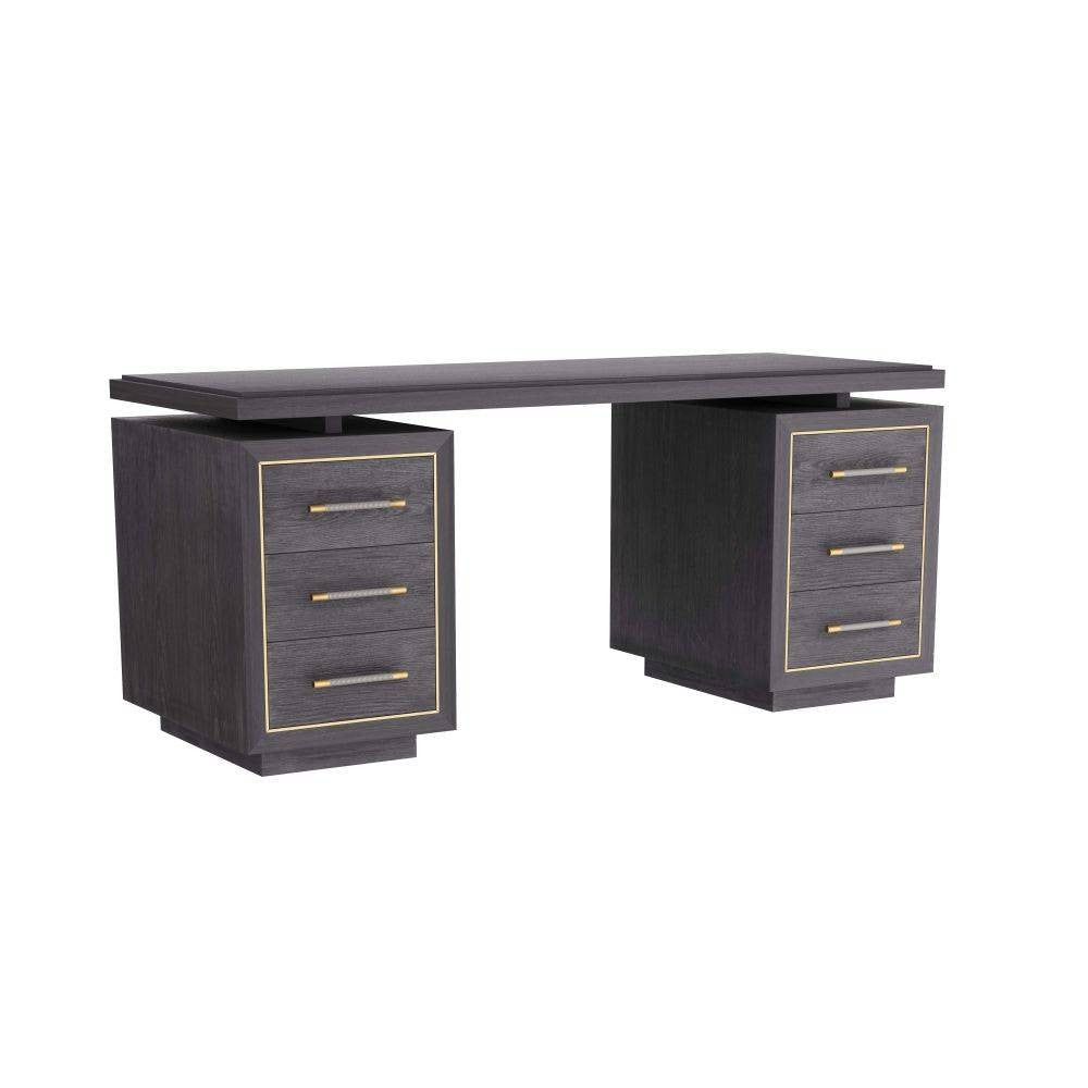 Arteriors - Desk - Wixom - Ebony Oak/Antique Brass/Graphite Leather- Union Lighting Luminaires Decor