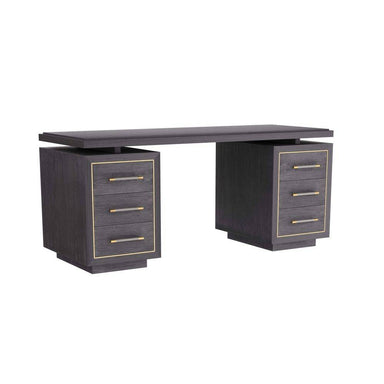 Arteriors - Desk - Wixom - Ebony Oak/Antique Brass/Graphite Leather- Union Lighting Luminaires Decor