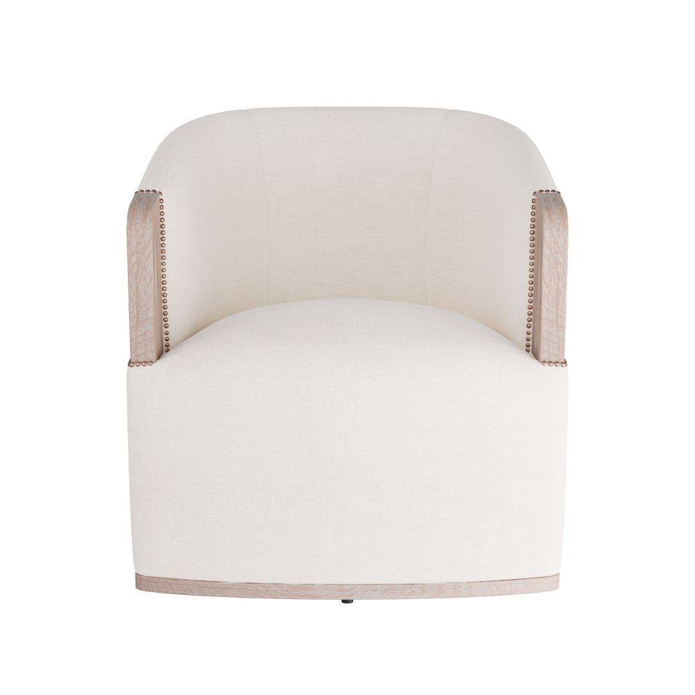 Arteriors - Lounge Chair - Reveal - Bone Linen/Cerused Oak/Antique Brass Nailheads- Union Lighting Luminaires Decor