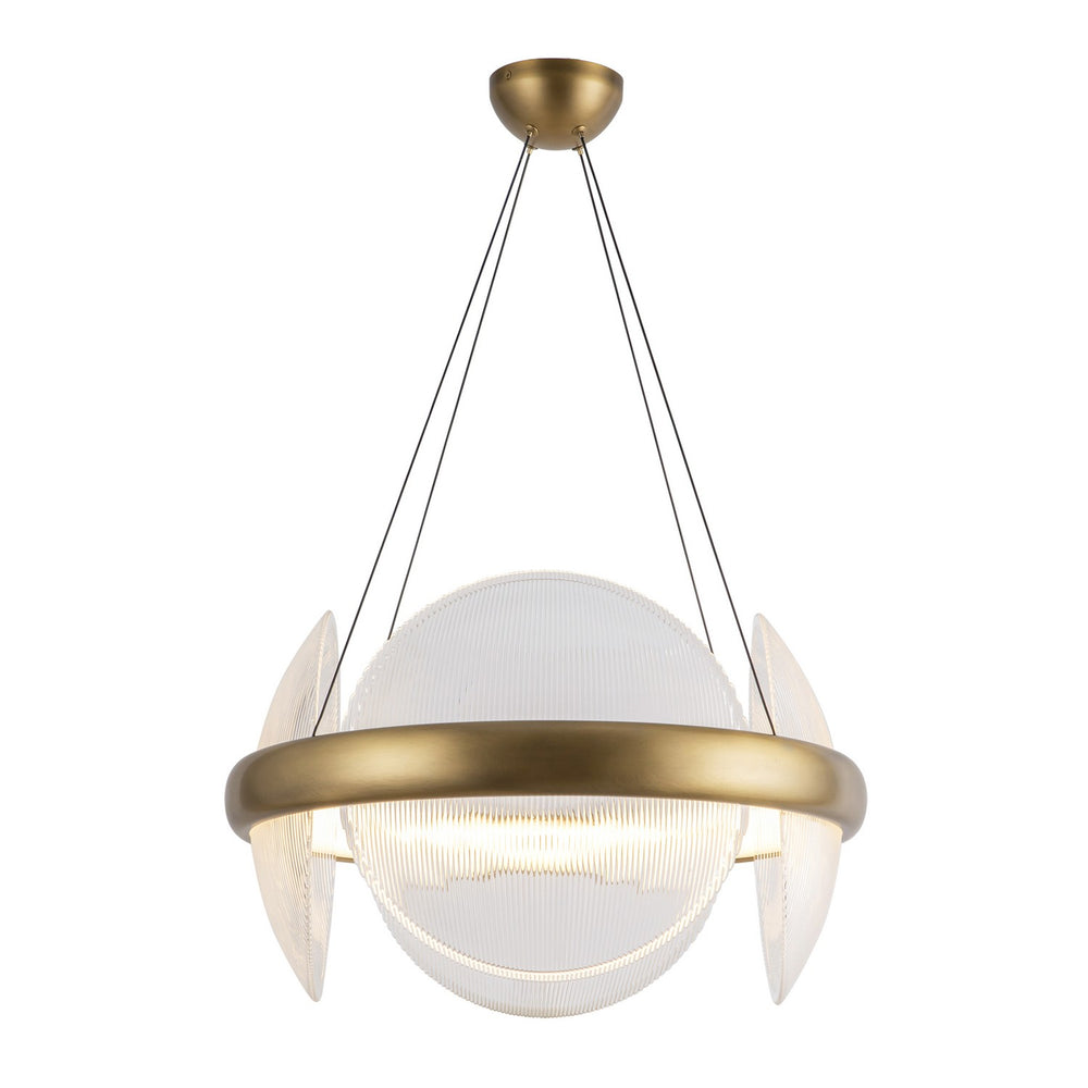 Kuzco Canada - LED Chandelier - Taurus - Vintage Brass/Clear Ribbed Glass- Union Lighting Luminaires Decor