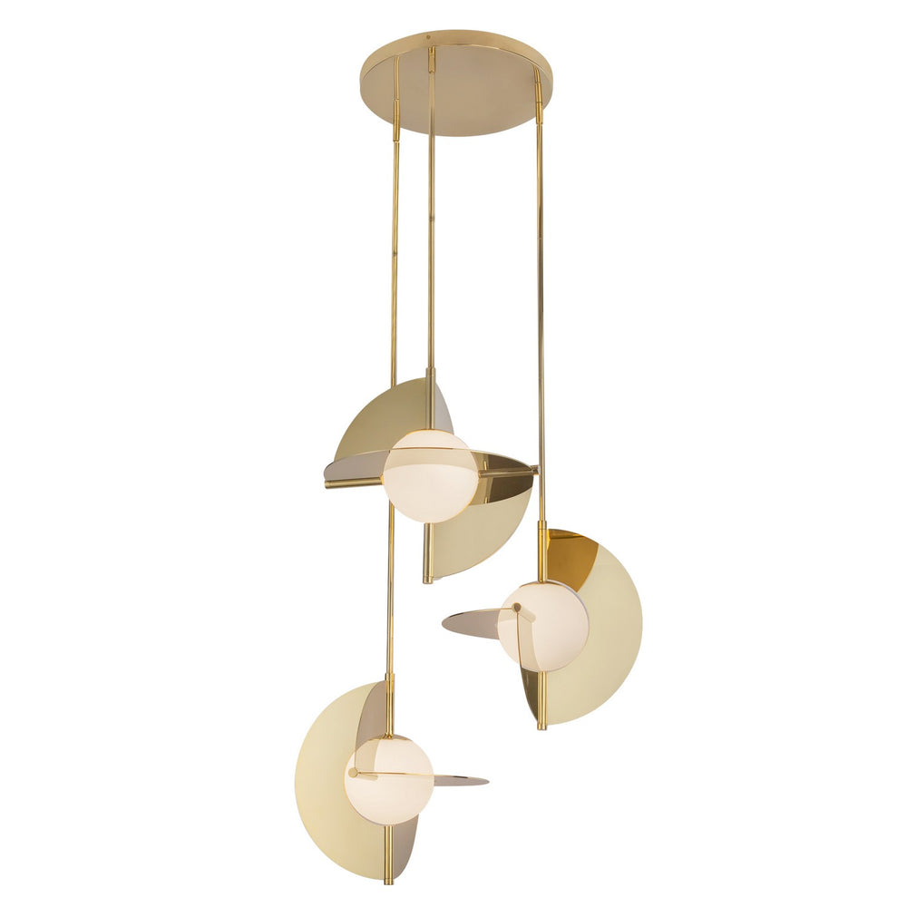 Kuzco Canada - LED Chandelier - Scorpio - Metallic Brass/Opal Glass- Union Lighting Luminaires Decor