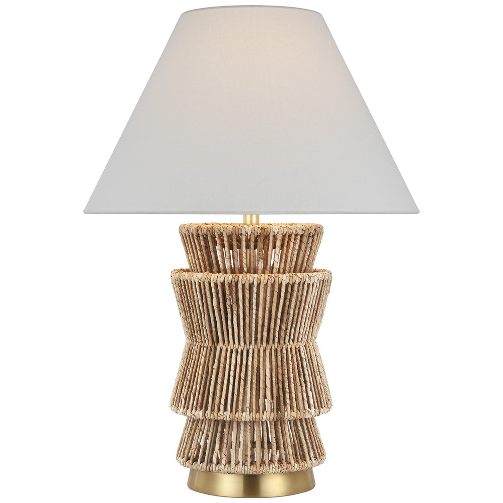 Visual Comfort Signature Canada - LED Table Lamp - Antigua - Natural Abaca and Antique-Burnished Brass- Union Lighting Luminaires Decor