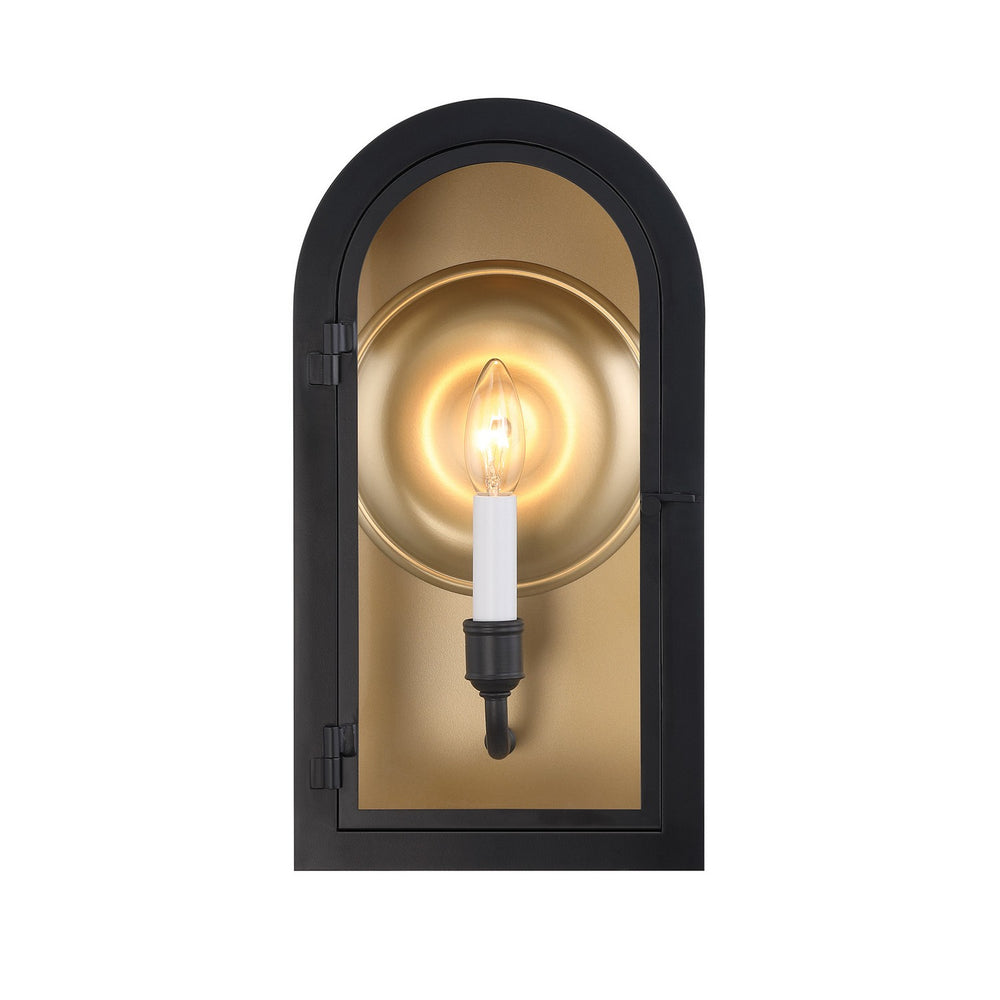 Savoy House - One Light Outdoor Wall Lantern - Grotto - Matte Black w/Vintage Gold- Union Lighting Luminaires Decor