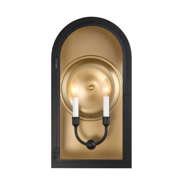 Savoy House Canada - Two Light Outdoor Wall Lantern - Grotto - Matte Black with Vintage Gold- Union Lighting Luminaires Decor
