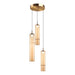 Matteo Canada - Three Light Pendant - Bambu - Aged Gold Brass + Amber Glass- Union Lighting Luminaires Decor