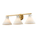 DVI Canada - Three Light Vanity - Dorset - Brass w/Ribbed Opal Glass- Union Lighting Luminaires Decor