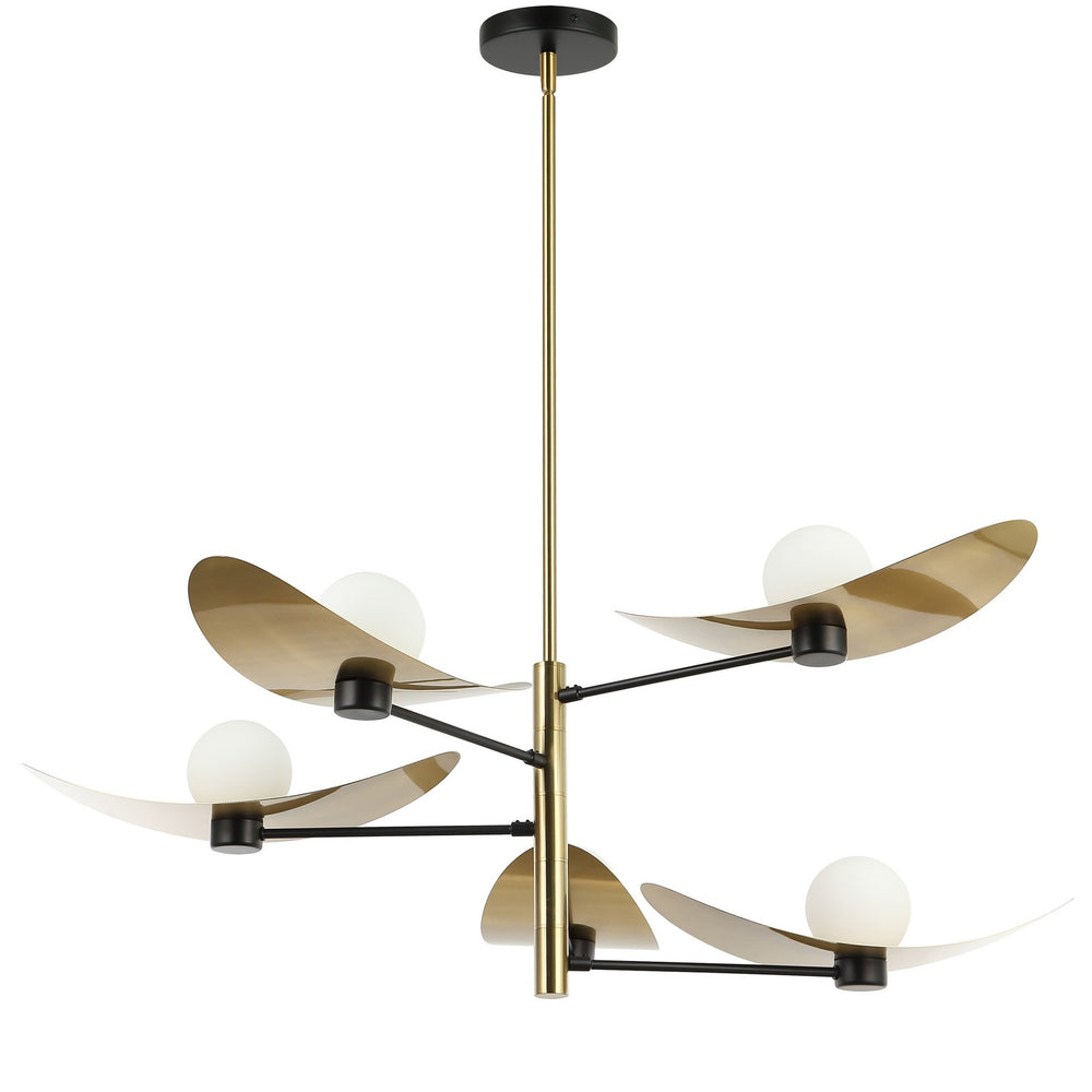 Dainolite Canada - Five Light Chandelier - Christobel - Aged Brass & Matte Black- Union Lighting Luminaires Decor