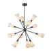 Alora Canada - 12 Light Chandelier - Cosmo - Matte Black/Glossy Ribbed Opal Glass- Union Lighting Luminaires Decor