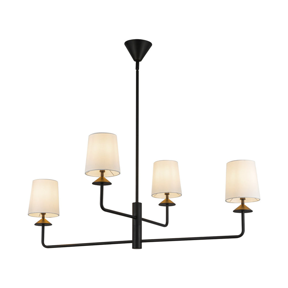 Alora Canada - Four Light Chandelier - Bridgette - Matte Black/White Linen- Union Lighting Luminaires Decor