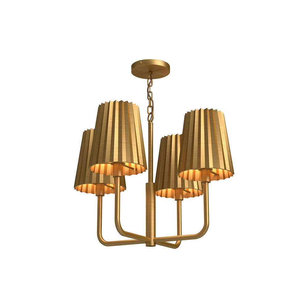 Alora Canada - Four Light Chandelier - Plisse - Aged Gold- Union Lighting Luminaires Decor