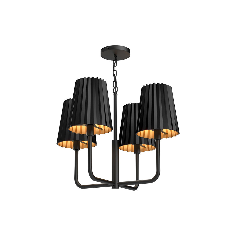 Alora Canada - Four Light Chandelier - Plisse - Matte Black- Union Lighting Luminaires Decor