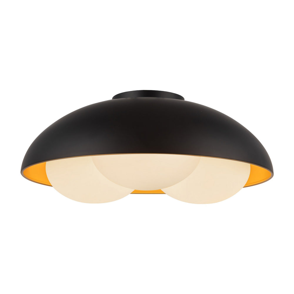 Alora Canada - Three Light Flush Mount - Robyn - Matte Black/Opal Glass- Union Lighting Luminaires Decor