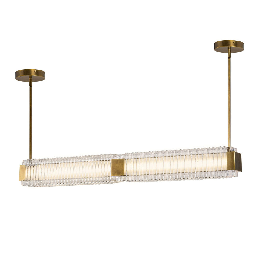 Alora Canada - LED Linear Pendant - Alai - Vintage Brass/Ribbed Glass- Union Lighting Luminaires Decor