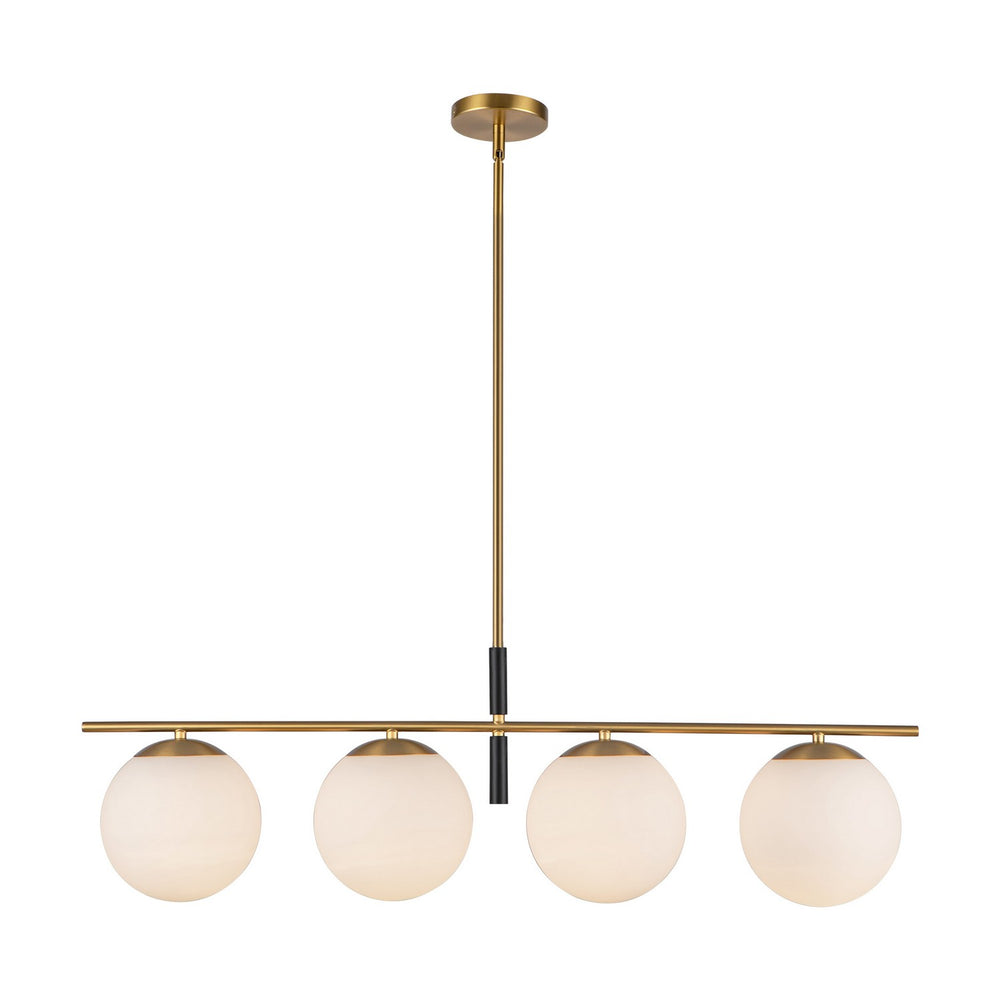 Alora Canada - Four Light Linear Pendant - Zuri - Brushed Gold/Opal Glass- Union Lighting Luminaires Decor