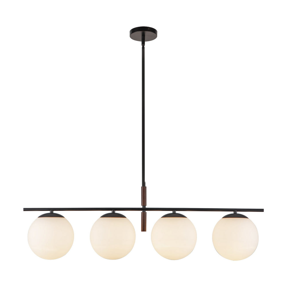 Alora Canada - Four Light Linear Pendant - Zuri - Matte Black/Opal Glass- Union Lighting Luminaires Decor