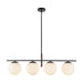 Alora Canada - Four Light Linear Pendant - Zuri - Matte Black/Opal Glass- Union Lighting Luminaires Decor