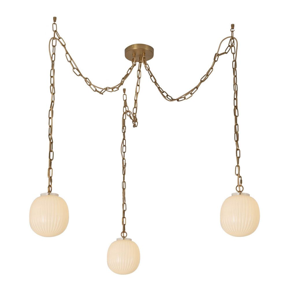 Alora Canada - Three Light Pendant - Cherise - Brushed Gold/Glossy Ribbed Opal Glass- Union Lighting Luminaires Decor