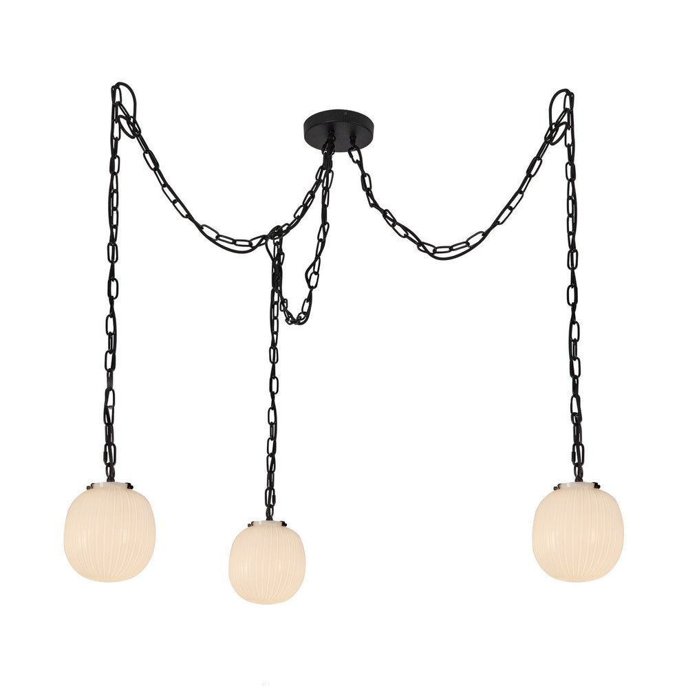 Alora Canada - Three Light Pendant - Cherise - Matte Black/Glossy Ribbed Opal Glass- Union Lighting Luminaires Decor