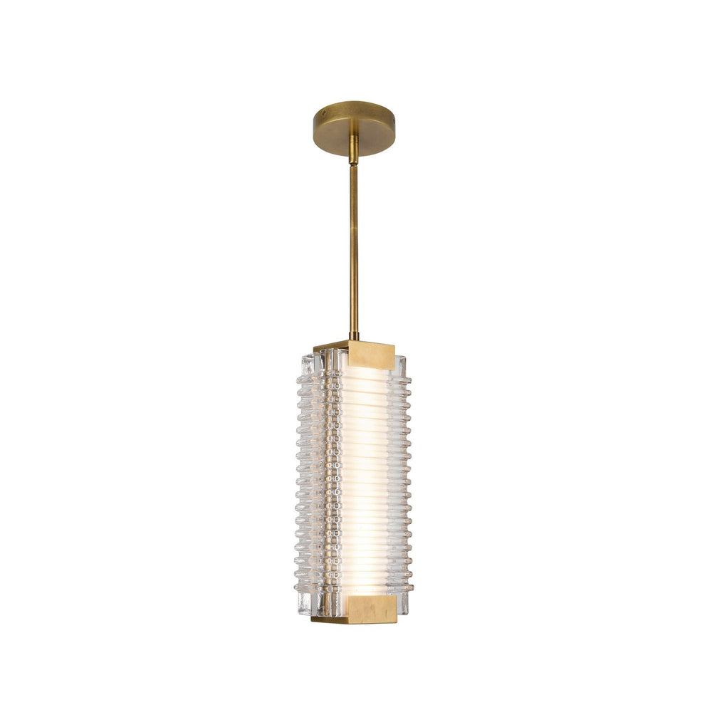 Alora Canada - LED Pendant - Alai - Vintage Brass/Ribbed Glass- Union Lighting Luminaires Decor