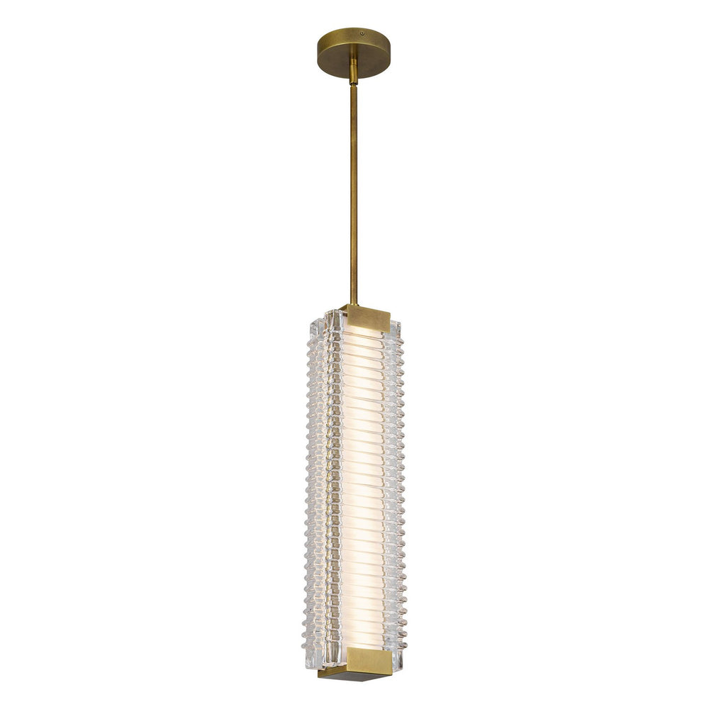Alora Canada - LED Pendant - Alai - Vintage Brass/Ribbed Glass- Union Lighting Luminaires Decor