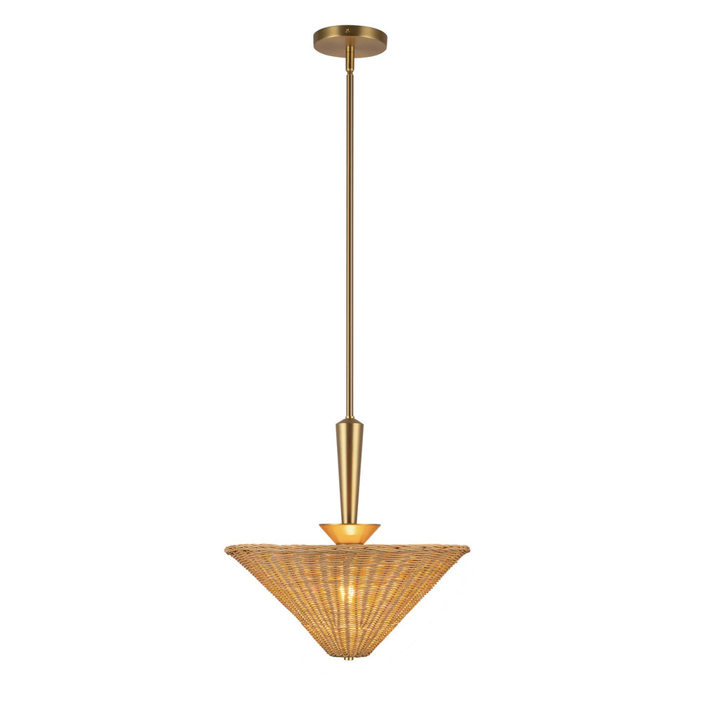 Alora Canada - One Light Pendant - Bridgette - Brushed Gold/Rattan- Union Lighting Luminaires Decor