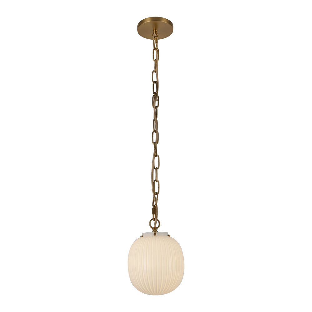 Alora Canada - One Light Pendant - Cherise - Brushed Gold/Glossy Ribbed Opal Glass- Union Lighting Luminaires Decor