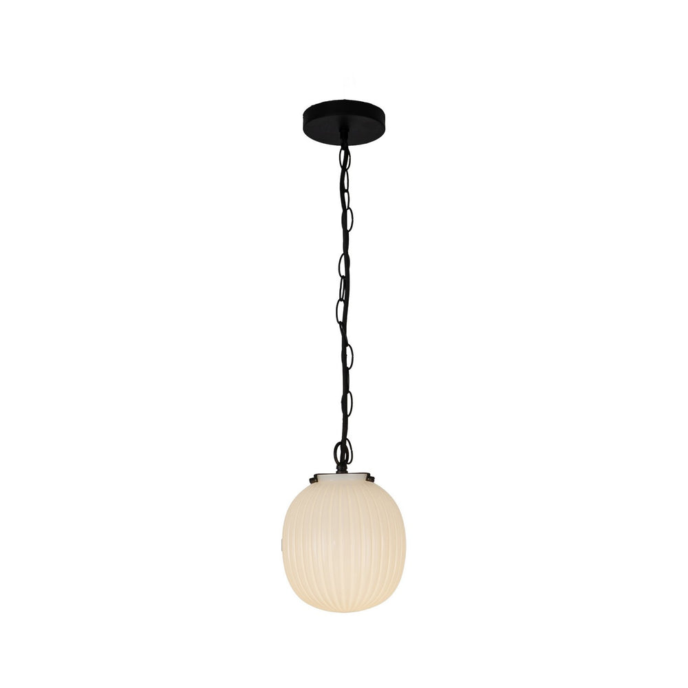 Alora Canada - One Light Pendant - Cherise - Matte Black/Glossy Ribbed Opal Glass- Union Lighting Luminaires Decor