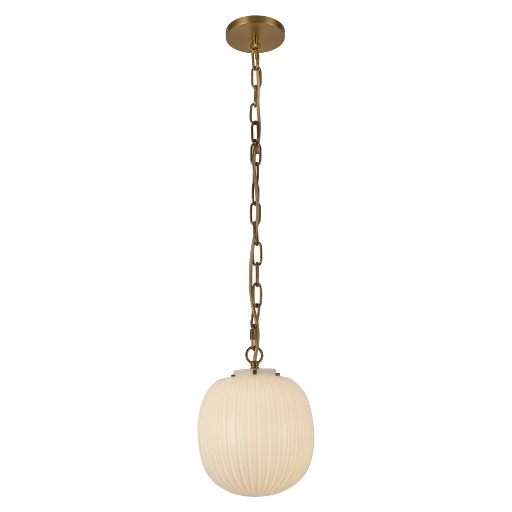 Alora Canada - One Light Pendant - Cherise - Brushed Gold/Glossy Ribbed Opal Glass- Union Lighting Luminaires Decor