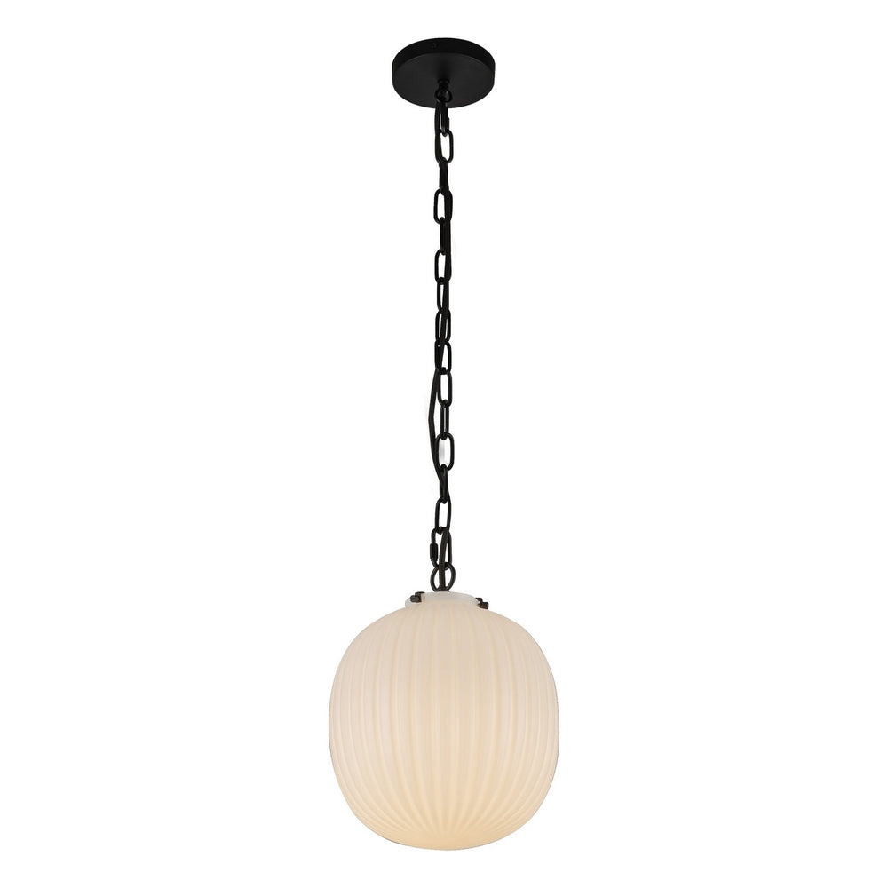 Alora Canada - One Light Pendant - Cherise - Matte Black/Glossy Ribbed Opal Glass- Union Lighting Luminaires Decor