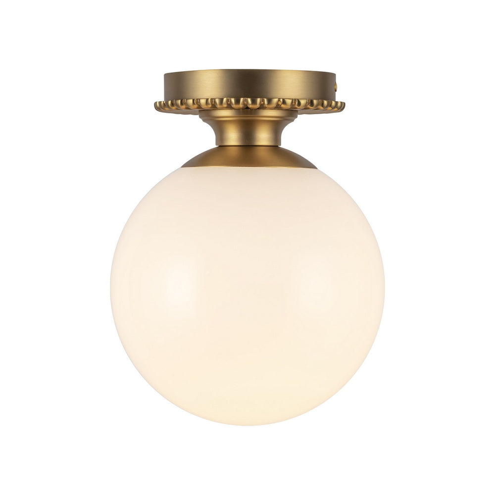 Alora Canada - One Light Semi-Flush Mount - Otis - Brushed Gold/Glossy Opal Glass- Union Lighting Luminaires Decor