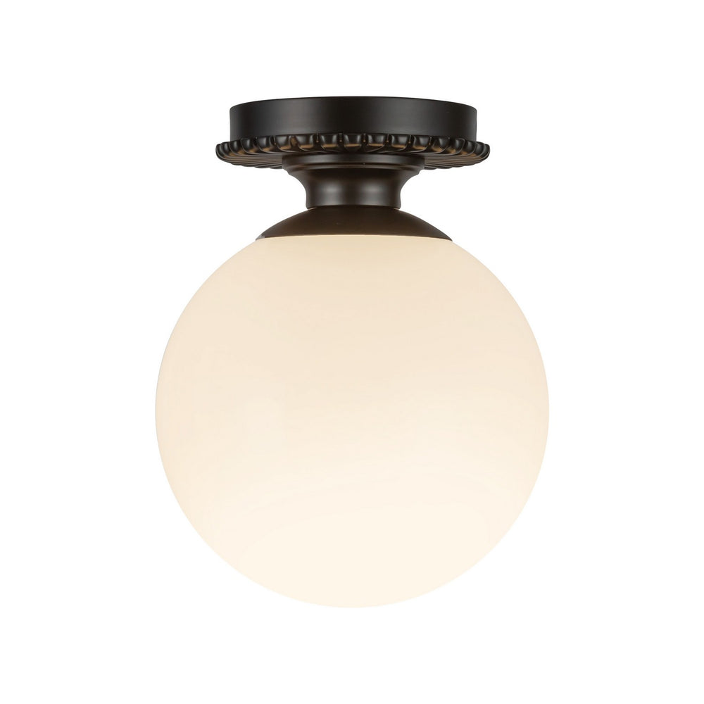 Alora Canada - One Light Semi-Flush Mount - Otis - Matte Black/Glossy Opal Glass- Union Lighting Luminaires Decor