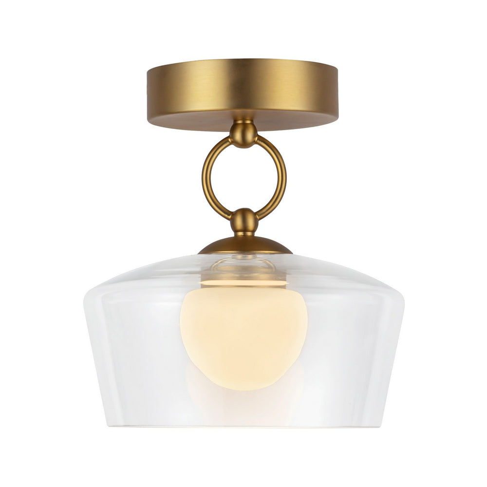 Alora Canada - LED Semi Flush Mount - Leota - Brushed Gold/Clear Glass- Union Lighting Luminaires Decor