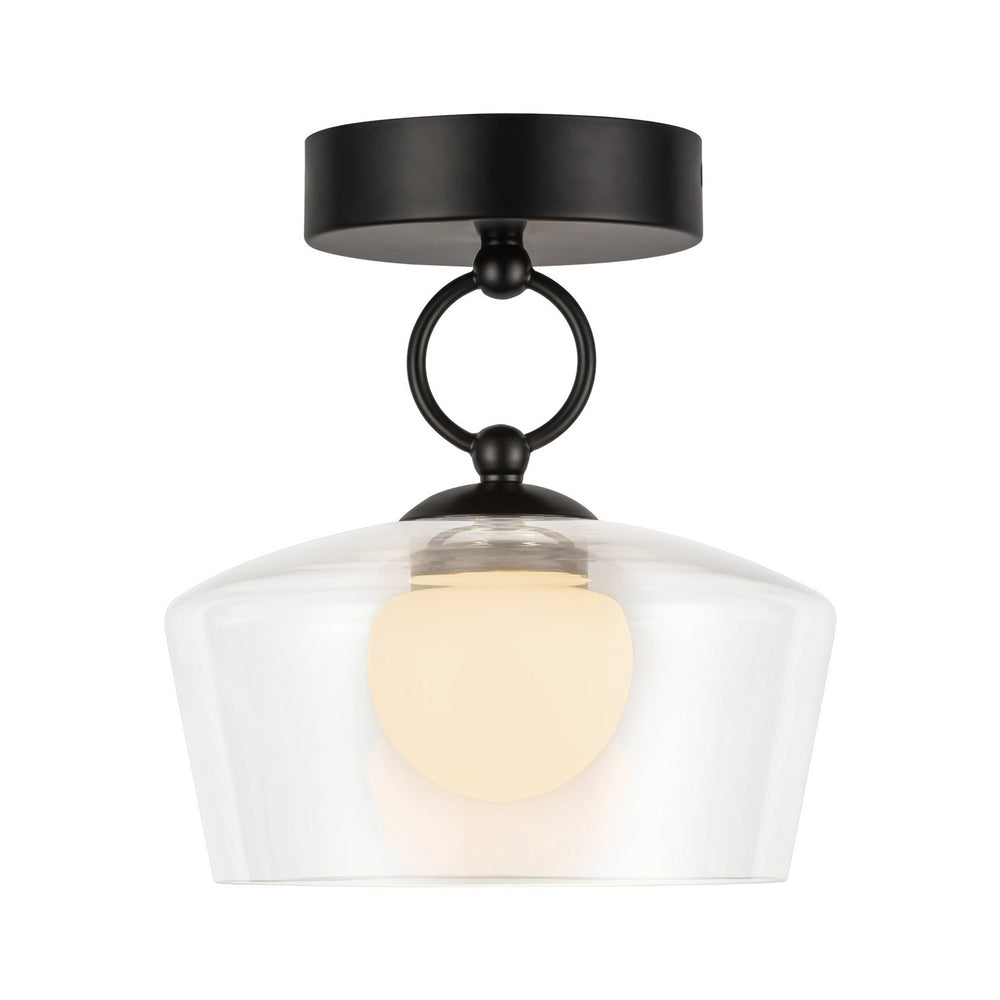 Alora Canada - LED Semi Flush Mount - Leota - Matte Black/Clear Glass- Union Lighting Luminaires Decor