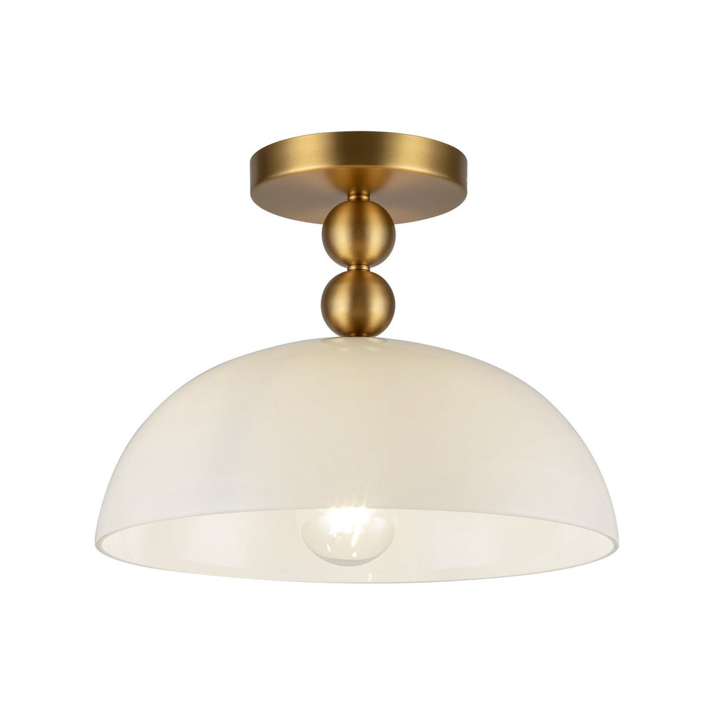 Alora Canada - One Light Semi-Flush Mount - Paisley - Brushed Gold/Glossy Opal Glass- Union Lighting Luminaires Decor
