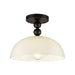 Alora Canada - One Light Semi-Flush Mount - Paisley - Matte Black/Glossy Opal Glass- Union Lighting Luminaires Decor