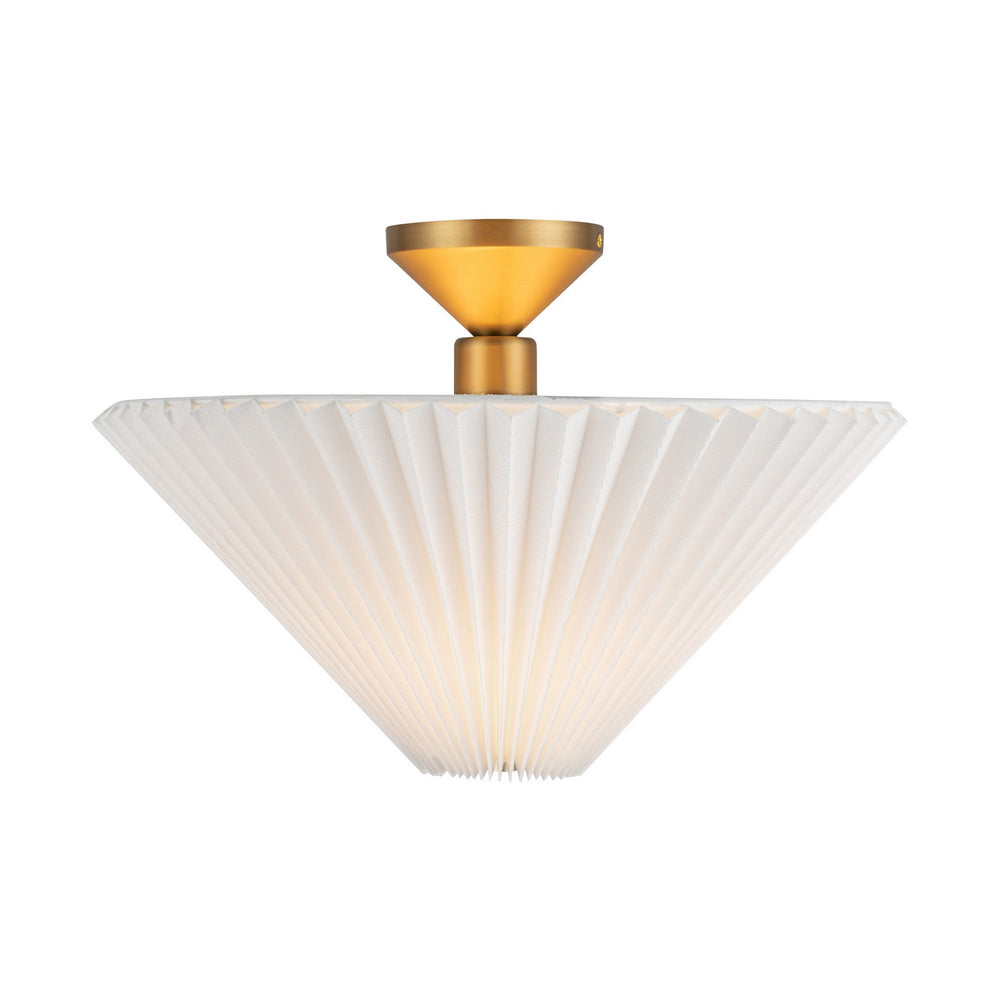 Alora Canada - One Light Semi-Flush Mount - Bridgette - Brushed Gold/Folded White- Union Lighting Luminaires Decor