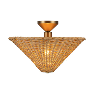 Alora Canada - One Light Semi-Flush Mount - Bridgette - Brushed Gold/Rattan- Union Lighting Luminaires Decor