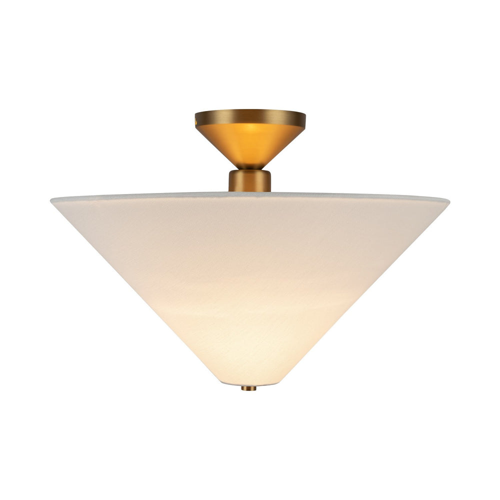 Alora Canada - One Light Semi-Flush Mount - Bridgette - Brushed Gold/White Linen- Union Lighting Luminaires Decor