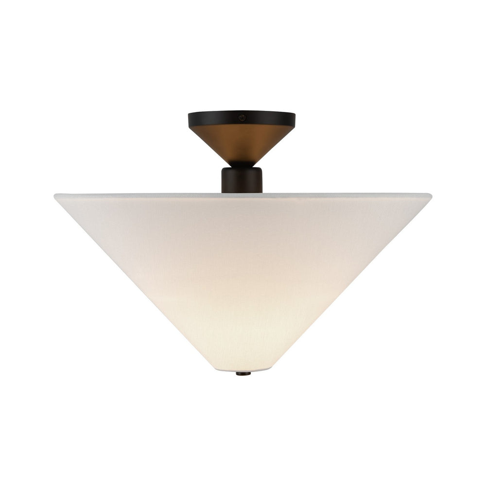 Alora Canada - One Light Semi-Flush Mount - Bridgette - Matte Black/White Linen- Union Lighting Luminaires Decor