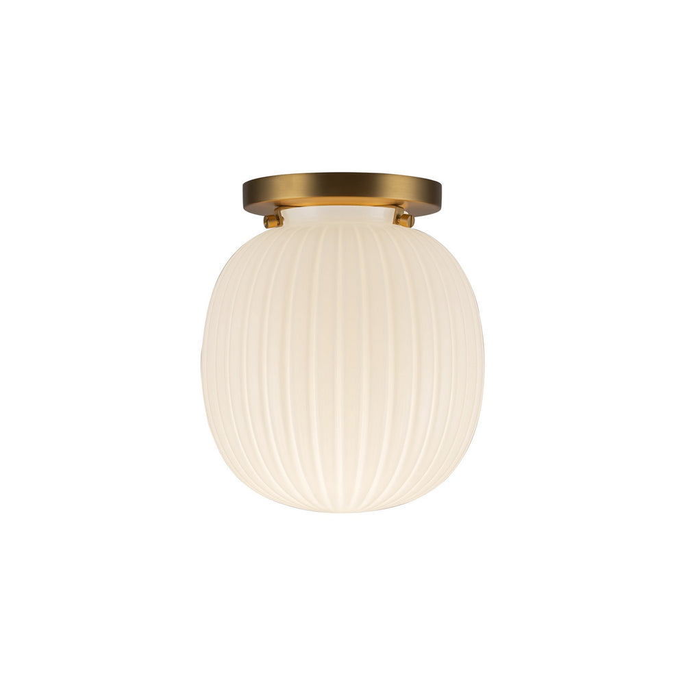 Alora Canada - One Light Semi-Flush Mount - Cherise - Brushed Gold/Glossy Ribbed Opal Glass- Union Lighting Luminaires Decor