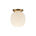 Alora Canada - One Light Semi-Flush Mount - Cherise - Brushed Gold/Glossy Ribbed Opal Glass- Union Lighting Luminaires Decor